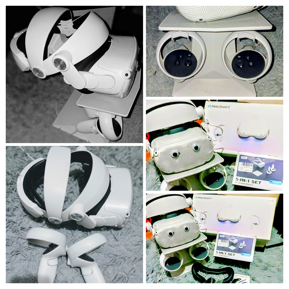 White VR Console with Adjustable Head Straps and Lens Covers